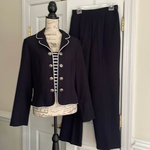 Sag Harbor Black Pantsuit with White Trim